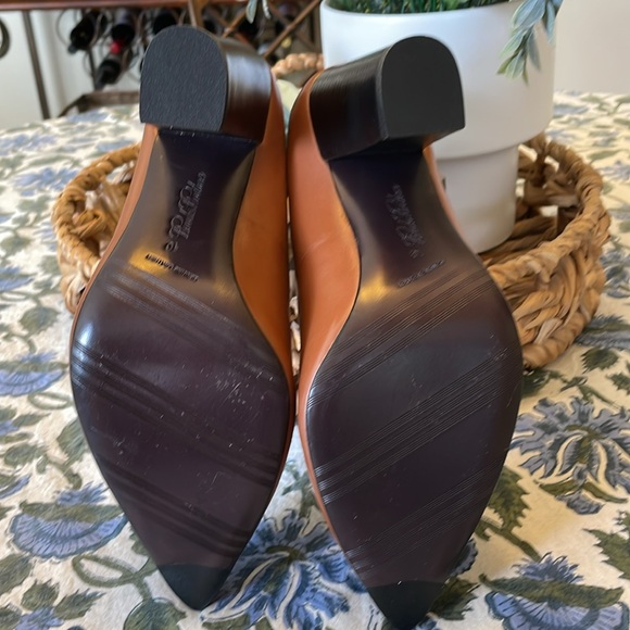 Brooks Brothers Saddle Tan Point Toe Chunky Women’s Heels Size 10 - Picture 4 of 11